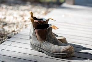 boots blundstone work boots shoes old worn muddy outdoors australian thumbnail