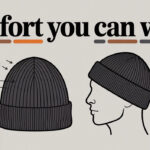 Infographic of a knit beanie showing stretch fit, soft acrylic, and ear coverage with a comfort meter—visual guide for whether Carhartt beanies are comfortable.